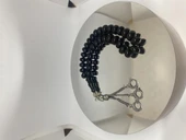 Tesbih TSBH0100BC 925 Ayar Gümüş Püsküllü Sade Basık Küre Kesim Usta El İşçilikli Erzurum Oltu Tesbih thumbnail 1