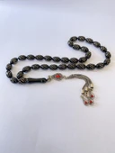 Tesbih TSBH0052AH 925 Ayar Gümüş Püsküllü Gümüş İşlemeli Beyzi Kesim Usta El İşçilikli Erzurum Oltu Tesbih thumbnail 2