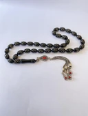 Tesbih TSBH0052AH 925 Ayar Gümüş Püsküllü Gümüş İşlemeli Beyzi Kesim Usta El İşçilikli Erzurum Oltu Tesbih thumbnail 4