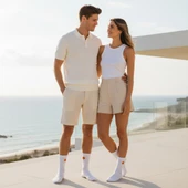 Gost Liria -5’li Beyaz Figürlü   Ribanalı Tenis Ünisex Çorap thumbnail 9