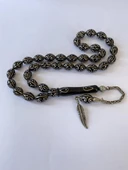 Tesbih TSBH0131BC 925 Ayar Gümüş Püsküllü Gümüş İşlemeli Beyzi Kesim Usta El İşçilikli Erzurum Oltu Tesbih thumbnail 4