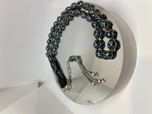 Tesbih TSBH0118BC 925 Ayar Gümüş Püsküllü Gümüş-Firuze İşlemeli Beyzi Kesim Usta El İşçilikli Erzurum Oltu Tesbih thumbnail 1