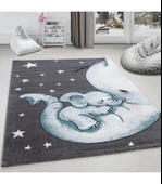 Fil ve Yıldız Desenli Çocuk halısı  Gri-Mavi-Beyaz thumbnail 1