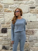 Kadın Bisiklet Yaka Crop Ve Ispanyol Paça Pantolon Ikili Takım thumbnail 1