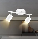 Rsylight Retro Beyaz Metal 2 Li Led spot Tavan Plofyoner 180 Derece Hareketli Günışığı Ampullü thumbnail 2