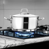 Nehir silver 24 cm derin tencere - paslanmaz çelik tencere thumbnail 1