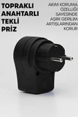 Tekli Topraklı Akım Korumalı Priz Işıklı Anahtarlı Aşırı Gerilim Korumalı Emniyetli Priz 3860 Watt thumbnail 4