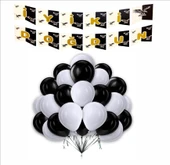 Tarafar 5 Siyah- 5 Beyaz Balon Banner Seti thumbnail 1