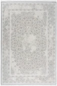 Klasik Medalyon Tasarımlı Pamuk Tabanlı Salon - Oturma Odası Gri Renk Halı thumbnail 2