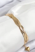 316L Çelik Örgü İtalyan Zincir Model Gold Renk Kadın Bileklik thumbnail 1