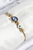 316L Çelik Göz Charm Model Gold Renk Kadın Bileklik thumbnail 1