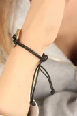 LUCKY (Şanslı) Siyah Deri İpli Unisex Mood Bileklik thumbnail 2
