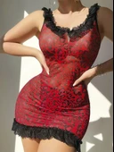 Arias Closet Sırt Dekolteli Kırmızı Leoparlı Gecelik thumbnail 1