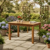 Bahçeme Marmaris PVCli Ahşap Bahçe Balkon Seti: 80x120 Sabit Masa + 4 Katlanır Sandalye thumbnail 4