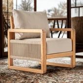 Bahçeme Oslo Bahçe Koltuk Tekli - Kestane İç Ve Dış Mekan Koltuğu (Minderli) thumbnail 1