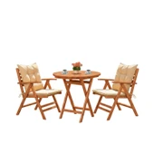 Bahçeme Antalya Katlanır Ahşap Bahçe Balkon Takımı: 70lik Yuvarlak Masa + 2 Minderli Sandalye thumbnail 3