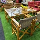 Bahçeme Yönetmen LX Katlanır Ahşap Bahçe Balkon Seti: 90x160 Masa + 6 Sandalye thumbnail 2