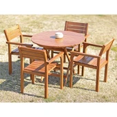 Bahçeme Manavgat Ahşap Bahçe Balkon Seti: 90Lık Masa + 4 Sandalye thumbnail 1