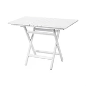 Bahçeme Kaş Ahşap Masa 60x100 - Beyaz Renk Katlanır Bahçe Balkon Masası thumbnail 6