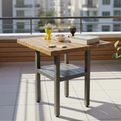 Bahçeme Çamlıca Alüminyum Bahçe Balkon Masası 70x70 - İstenilen Ölçülerde Üretim thumbnail 1