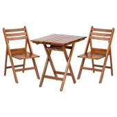 Bahçeme Albatros Katlanır Ahşap Bahçe Balkon Takımı: 60x60 Masa + 2 Sandalye Set thumbnail 3