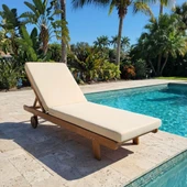 Bahçeme Riva Kademeli Ahşap Şezlong Tekerlekli -5 cm Minderli thumbnail 1