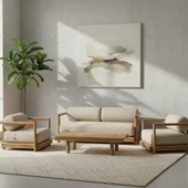 Bahçeme Tibet Bahçe Koltuk Üçlü - Masif Kayın İç Ve Dış Mekan Koltuğu (Minderli) thumbnail 2