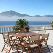 Bahçeme Marmaris LX PVCli Ahşap Bahçe Balkon Seti: 80x140 Masa + 4 Sandalye Katlanır Takım thumbnail 3