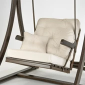 Mobeva Teras Tekli Ladin Ahşap Salıncak Dış Mekan Bahçe, Teras Salıncağı  -Lacivert thumbnail 3