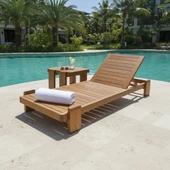 Bahçeme Tokyo Ahşap Şezlong - 15cm Minder & Masif Kestane & 5 Kademeli Sırt Dayama thumbnail 1