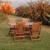 Bahçeme Avşa Bodrum Ahşap Bahçe Balkon Takımı: 90x160 Masa + 6 Sandalye Katlanır Set thumbnail 4