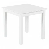 Bahçeme Kaş 70x70 Sabit Ayaklı Ahşap Masa - Beyaz Renk Teras Balkon Bahçe Masası thumbnail 1