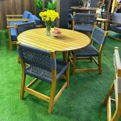 Bahçeme Kapadokya (Luna) 120lik Yuvarlak Ahşap Masa - Masif Kestane İç ve Dış Mekan Masası thumbnail 3