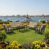 Bahçeme Çamlıca Alüminyum Bahçe Oturma Grubu - 7 Kişilik Bahçe, Balkon Koltuk Takımı thumbnail 4