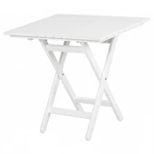 Bahçeme Kaş 80X80 Katlanır Ahşap Masa - Beyaz Renk Teras Balkon Bahçe Masası thumbnail 1