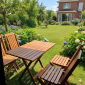 Bahçeci Acropol Atina Ahşap Katlanır Bahçe Balkon Takımı: 70x120 Masa + 4 Sandalye thumbnail 1