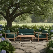 Bahçeme Üsküdar (Malaga) Bahçe Koltuk Üçlü - Kestane İç Ve Dış Mekan Koltuğu (Minderli) thumbnail 5