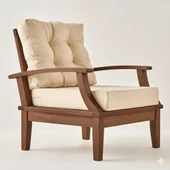 Bahçeme Çengelköy Ahşap Bahçe Koltuk İkili - İç Ve Dış Mekan Koltuğu (Minderli) thumbnail 2