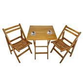 Bahçeme Burgaz Katlanır Ahşap Bahçe Balkon Takımı: 60x60 Masa + 2 Sandalye thumbnail 2
