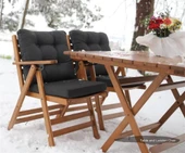 Bahçeme Antalya Katlanır Ahşap Sandalye - Masif Gürgen & Düğmeli Minder & 4 Kademe thumbnail 5