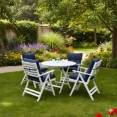 Bahçeme Ürgüp Katlanır Bahçe Balkon Beyaz Takım: 70lik Masa + 4 Adet Minderli Sandalye thumbnail 3