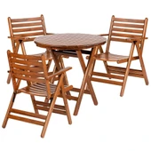 Bahçeci London Katlanır Ahşap Bahçe Balkon Takımı: 60Lık Masa + 2 Sandalye thumbnail 5