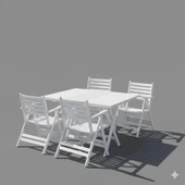 Bahçeme Antalya Ahşap Bahçe Balkon Seti Beyaz: 60x100 Masa +4 Minderli Sandalye thumbnail 3