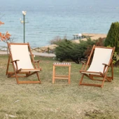 Bahçeme Belek Ahşap Şezlong - Kolçaklı, 4 kademeli, PVC Gerdirme Kumaş - Plaj Havuz Bahçe Şezlongu thumbnail 4