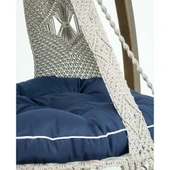 Mobeva Bade Klasik Ladin Ahşap Örgülü Salıncak - Bahçe, Balkon ve Teraslarda -Lacivert thumbnail 4