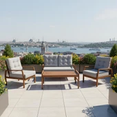 Bahçeci Likya Ahşap Oturma Grubu Minderli 2+1+1+Sehpa thumbnail 3