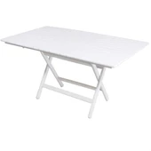 Bahçeme Kaş 60X80 Katlanır Ahşap Masa - Beyaz Renk Teras Balkon Bahçe Masası thumbnail 5