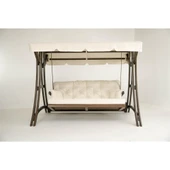 Mobeva Akasya 4lü Ladin Ahşap Salıncak Dış Mekan Bahçe, Teras Salıncağı -Krem thumbnail 5