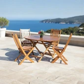 Bahçeme Avşa Katlanır Ahşap Bahçe Balkon Takımı: 120lik Masa + 4 Sandalye thumbnail 2