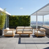 Bahçeme Tibet Ahşap Oturma Grubu Minderli - Masif Kayın 5 Kişilik Koltuk Takımı thumbnail 3